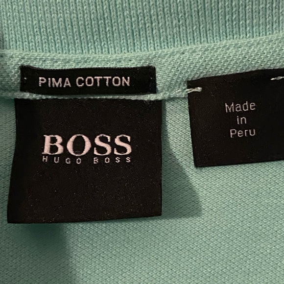 Hugo Boss Men’s Polo Shirt Aqua Green Pima Cotton Size LARGE - Picture 4 of 8